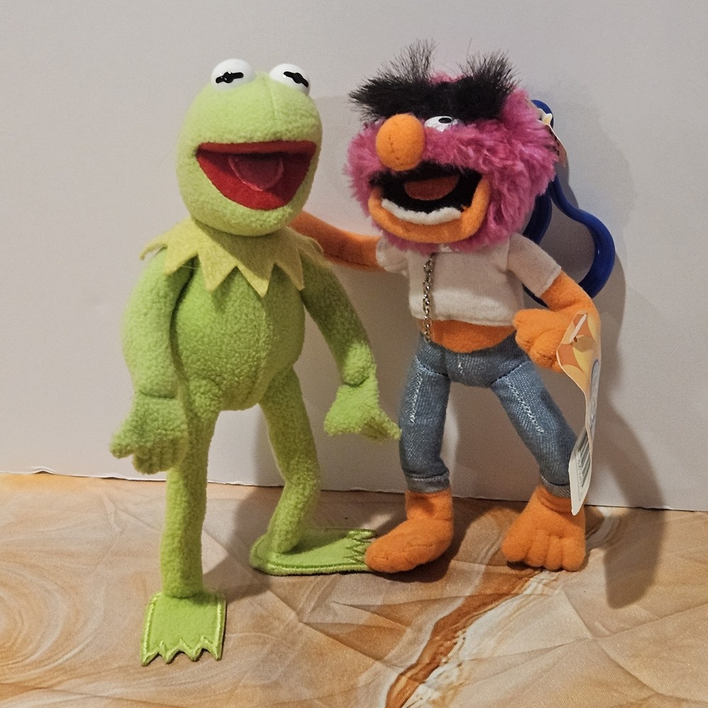 Vintage Disney Muppets Kermit Animal Plush Keychain Lot of 2